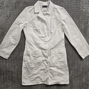 Cherokee Lab Coat Size S Style‎ 2319 White Notched Lapel Back Princess Seams